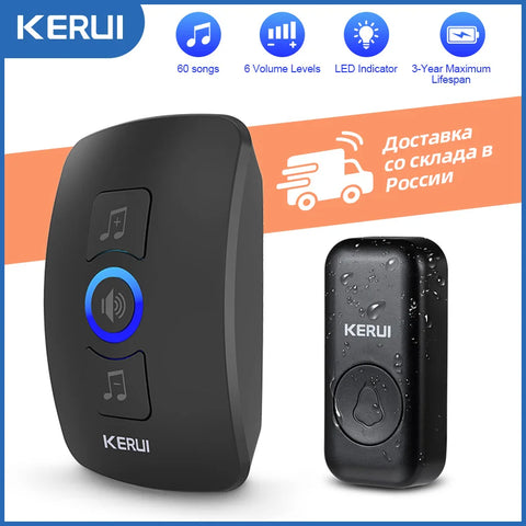 KERUI M525 Outdoor Wireless Doorbell Waterproof Smart Home Door Bell Chime Kit LED Flash Security Alarm Welcome House Melodies