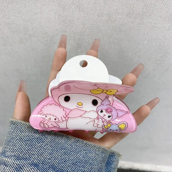 Sanrio Kuromi Hair Claws Women Fashion Cute Hello Kitty Hairclip Girl Cinnamoroll Acrylic Shark Clip Kid My Melody Birthday Gift