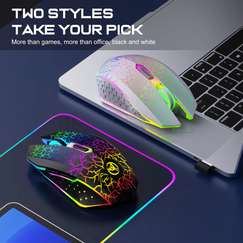 2025 New HXSJ T34 6D dual wireless mouse 1600DPI RGB backlit mute button ergonomics 500mAh rechargeable gaming mouse for laptop