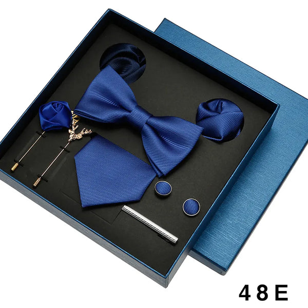 Luxury Men's Tie Necktie Bow Tie Gift Box 8-Piece Solids Colors Thread Fashion Professional Business Suit Accessories Wedding