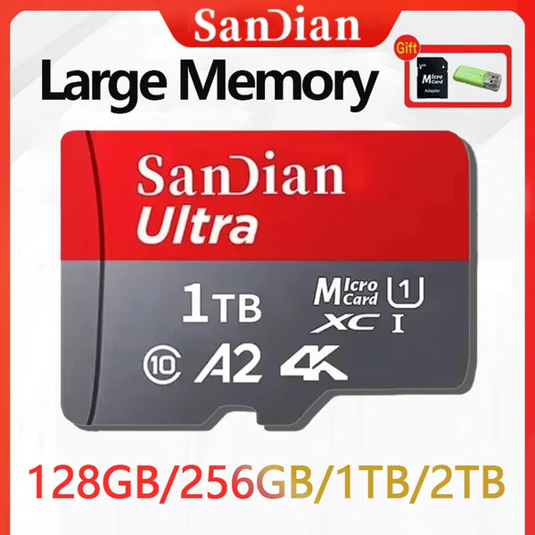 1TB Original SD Card 2TB Large Capacity Memory Cards Micro TF/SD Card 512GB High Speed Flash Card for PC/Desktop/Mac/Cameras