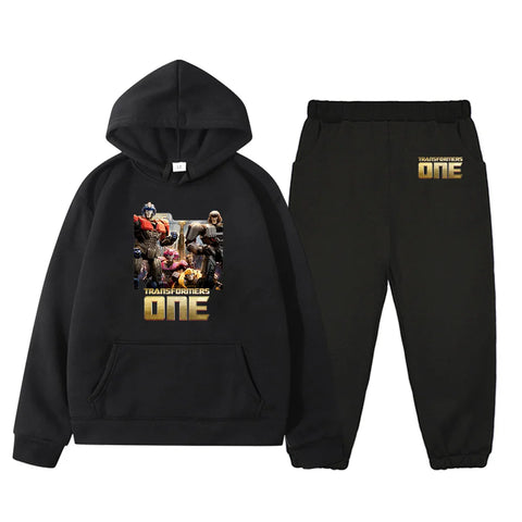 Fashion Boys New Kids Clothing Set  Transformers One Anime Print Pullovers High Street Outdoor Sportswear and Pants Set Clothes