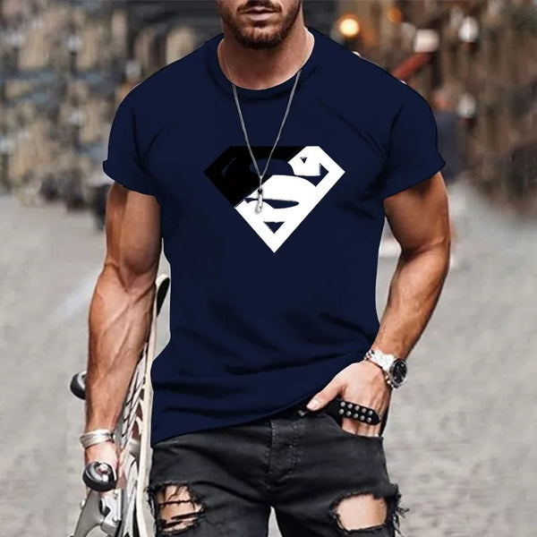 Popular men's hot new fashion T-shirt versatile short sports style creative design 3D printing design printing