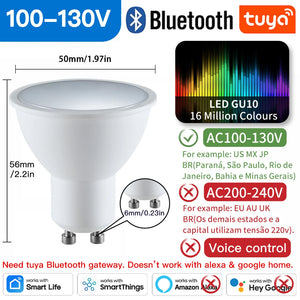 TNCE Tuya GU10 LED Bulbs WIFI Zigbee Bluetooth, RGB C+W White Dimmable Lamps, Smart Control Light Bulb, Voice Alexa/Google home