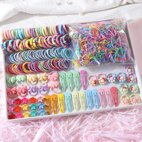 1200pcs Colorful Hair Accessories Set Girls Nylon Elastic Hair Band Hairpin Ponytail Holder Scrunchies Kids Headwear