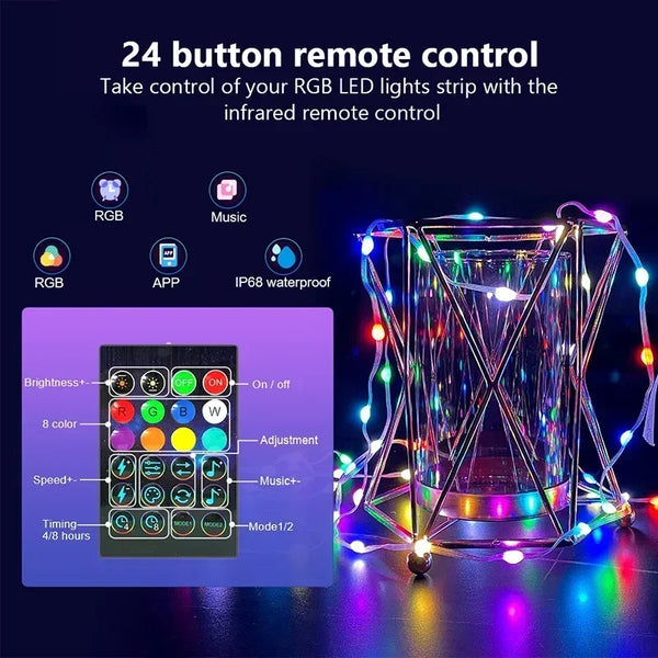 Fairy String Lights RGB LED Strip Bluetooth Smart USB Starry Lights Christmas Curtain DIY Twinkle Light Waterproof Party Room