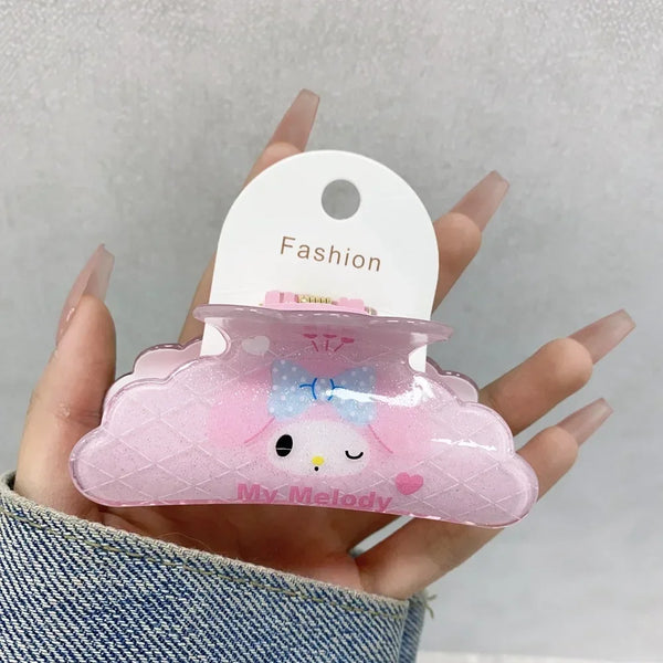 Sanrio Kuromi Hair Claws Women Fashion Cute Hello Kitty Hairclip Girl Cinnamoroll Acrylic Shark Clip Kid My Melody Birthday Gift