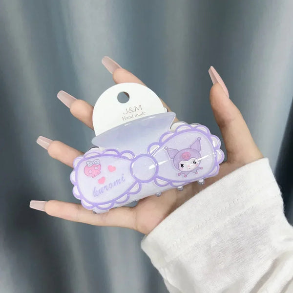 Sanrio Kuromi Hair Claws Women Fashion Cute Hello Kitty Hairclip Girl Cinnamoroll Acrylic Shark Clip Kid My Melody Birthday Gift