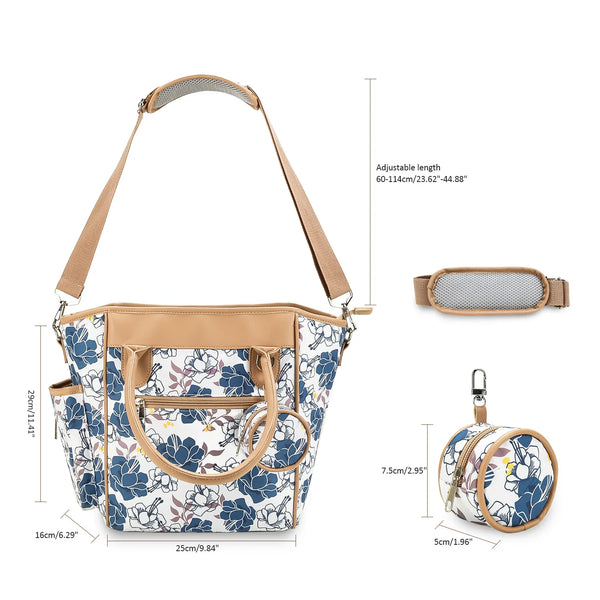 Printed multifunctional mommy bag, one shoulder crossbody mommy bag, mother and baby travel bottle, thermal insulation, lightwei