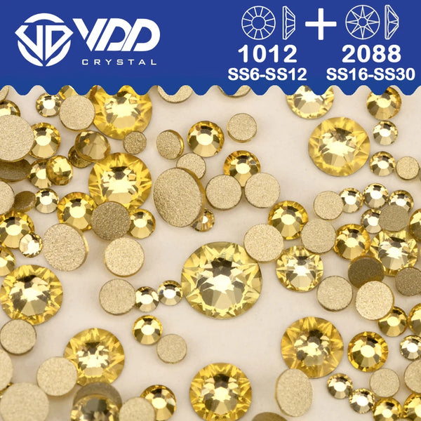 VDD Mix Size SS6-SS30 AAAAA High Quality Glass 2088 Rhinestones Crystal Flatback Strass Stones Crafts DIY Nail Art Decoration