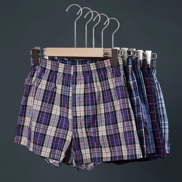 5 PCS/Lot 100% Cotton Men's Arrow Pants Panties Casual Underwear Plaid Pajamas Loose and Comfortable At Home Boxers