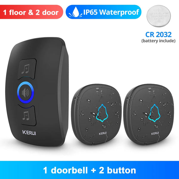 KERUI M525 Outdoor Wireless Doorbell Waterproof Smart Home Door Bell Chime Kit LED Flash Security Alarm Welcome House Melodies