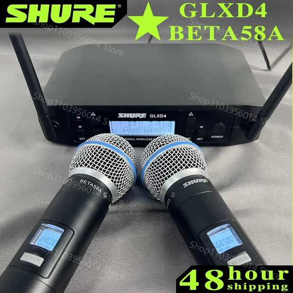 Shure GLXD 4 BETA 58A Wireless Microphone Set 2 Handheld Microphones Dynamic Professional Handheld Party Stage Karaoke640-690MHZ