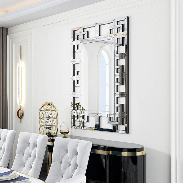 LUVODI High-grade Wall Decorative Mirror with Silver Polished Hollow-out Mirrors for Home Hotel