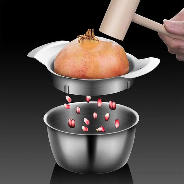 Pomegranate Opener With Bowl Stainless Steel Easy Removal Pomegranate Peeler Kitchen Gadget Artifact For Pomegranates