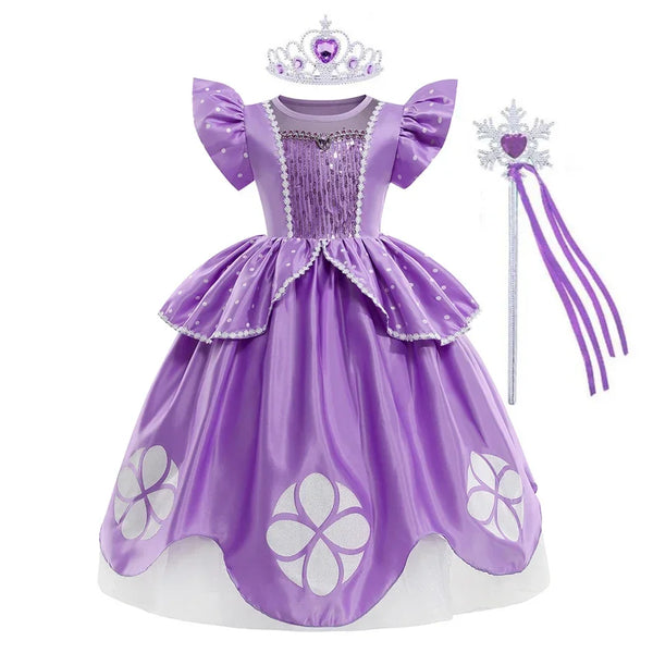 Girls Sofia Dress Children Halloween Birthday Party Princess Costumes Summer Sophia Puff Sleeve Fluffy Ball Gown