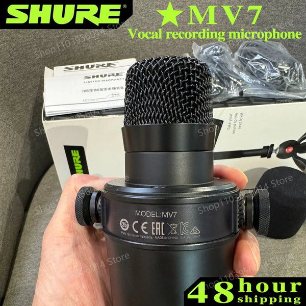 Original SHURE MV7 Hybrid USB/XLR Dynamic Microphone Outdoor Live Selectable Frequency Response Built-in Sound Card Microphone