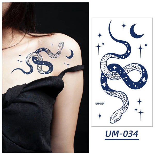 Herbal Juice Tattoo Sticker Long Lasting 15 Days Waterproof Fake Tattoo Sweatproof Snake Flower Temporary Tattoo For Men Women