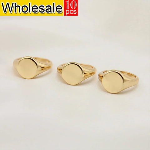 women 10PCS Round Stainless Steel Ring Women Punk Fashion Jewelry Minimalist  Golden Plated Geometric Ring Wholesale Direct sale