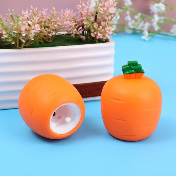 2pcs Sticky Carrot Rabbit Squeeze Telescopic Toys Kids Children's Radish Rabbit Cup Pinch Music Toy Creative Stress Relief Gift