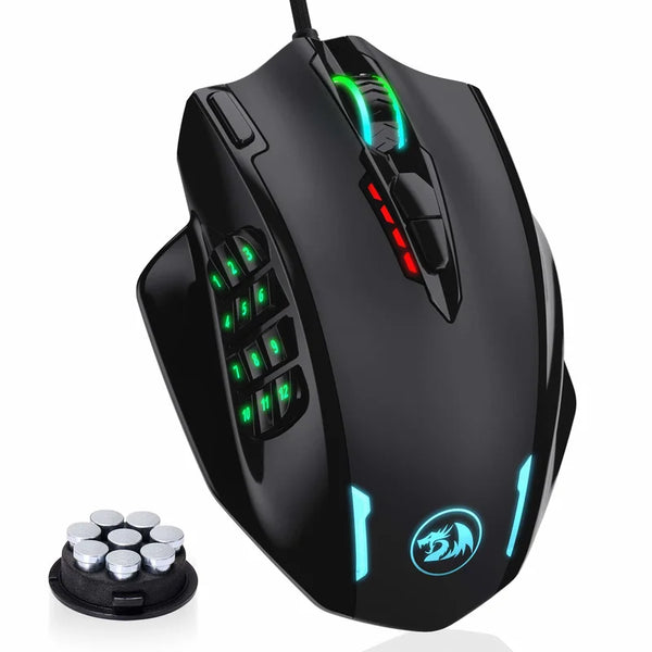 Redragon M908 RGB Backlight LED USB Wired Gaming Mouse 18 Programmable Mouse Buttons 12400 DPI