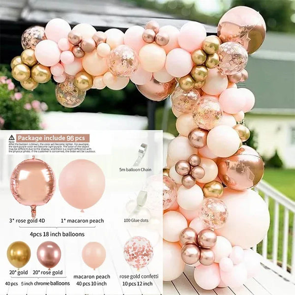 Macaron Pink Balloon Garland Arch Kit Wedding Birthday Party Decoration Kids Globos Rose Gold Confetti Latex Ballon Baby Shower