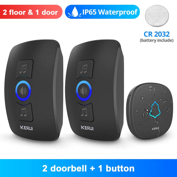 KERUI M525 Outdoor Wireless Doorbell Waterproof Smart Home Door Bell Chime Kit LED Flash Security Alarm Welcome House Melodies