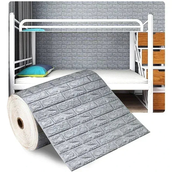 3D Self-Adhesive Wallpaper 70cm*1/5/10m Continuous Waterproof Brick Wall Stickers Living Room Bedroom Children's Room Home Decor