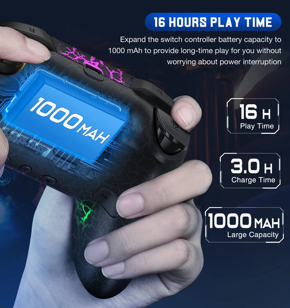 BEBONCOOL Q215 RGB Gamepad Wireless RGB Pro Controller, Compatible with Nintendo Switch Lite/Switch Oled/PC/iOS/Android