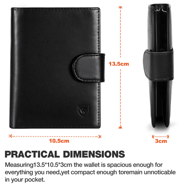 Men Genuine Leather Wallet Business Purse RFID Card Holder Transparent Windows Bank Note Coin Compartment Black