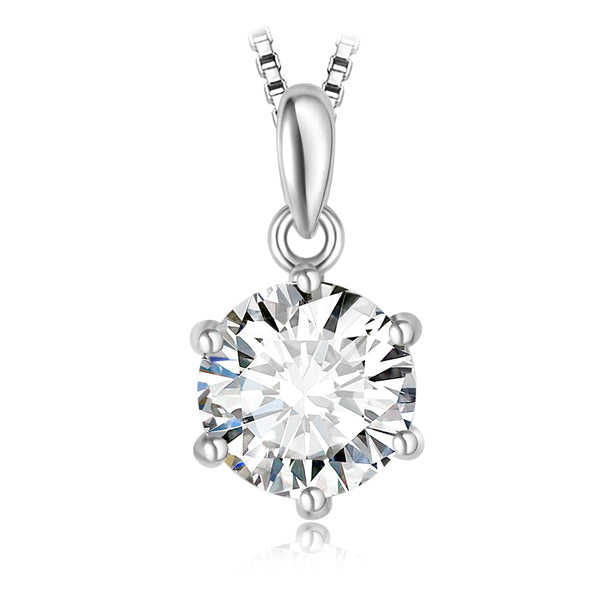 Potiy Moissanite D Color 0.5ct 1ct 2ct Round Cut 925 Sterling Silver Pendant Necklace for Woman No Chain Diamond Jewelry