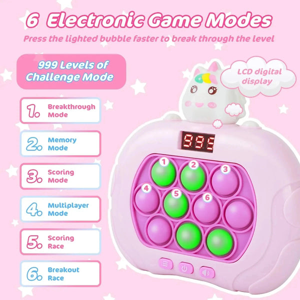 999 Level Electronic Pop Quick Push Bubbles Game Machine Toys Kids Handheld Game Console Whac-A-ole Squeeze Relief Toys Gifts