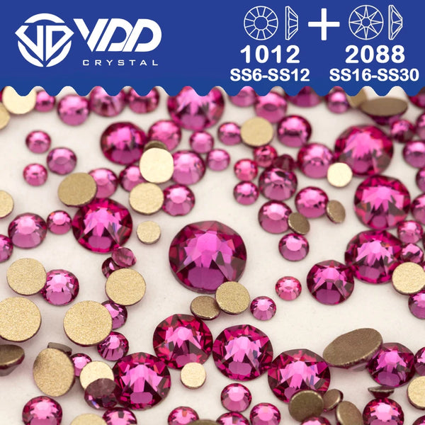 VDD Mix Size SS6-SS30 AAAAA High Quality Glass 2088 Rhinestones Crystal Flatback Strass Stones Crafts DIY Nail Art Decoration