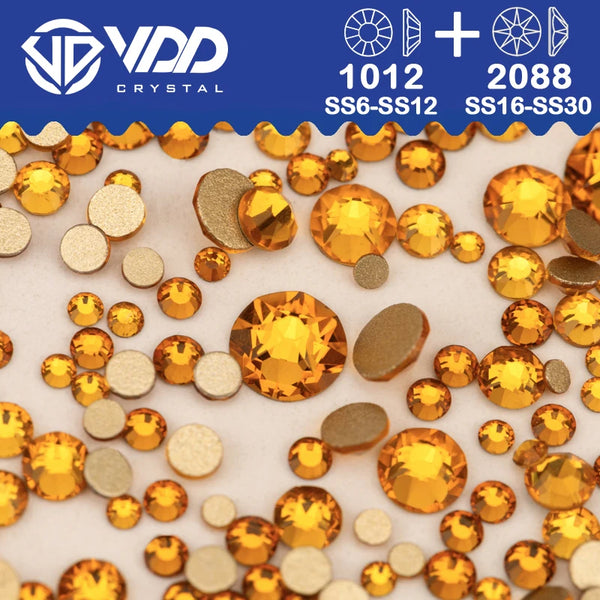 VDD Mix Size SS6-SS30 AAAAA High Quality Glass 2088 Rhinestones Crystal Flatback Strass Stones Crafts DIY Nail Art Decoration