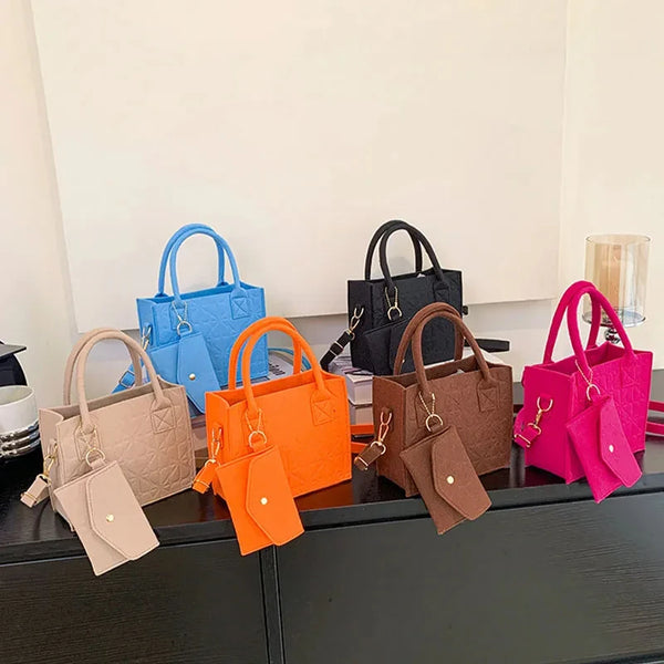 Korean Version Minimalist Embossed Felt Lightweight Handbag 2023 New Single Shoulder Diagonal Span Two-Piece Bag For Women