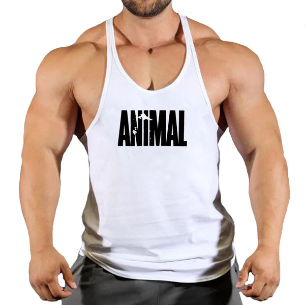 ANIMAL Letter Printed Gym Clothing Mens Bodybuilding Fitness Tank Top Cotton Raceback Stringer Singlets Workout Sleeveless Shirt