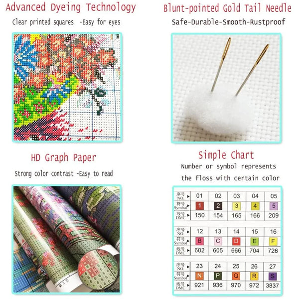 DMC Thread Embroidery Kit For Night Sky DIY Landscape Printed Pattern Cross Stitch Set Needlework Handmade Art Crafts Kit