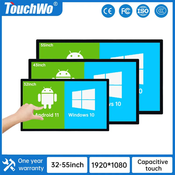 TouchWo 32 43 55 65" Interactive Whiteboard Touchscreen Monitor,All-in-One Touch Computer Smart Board For Office Classroom