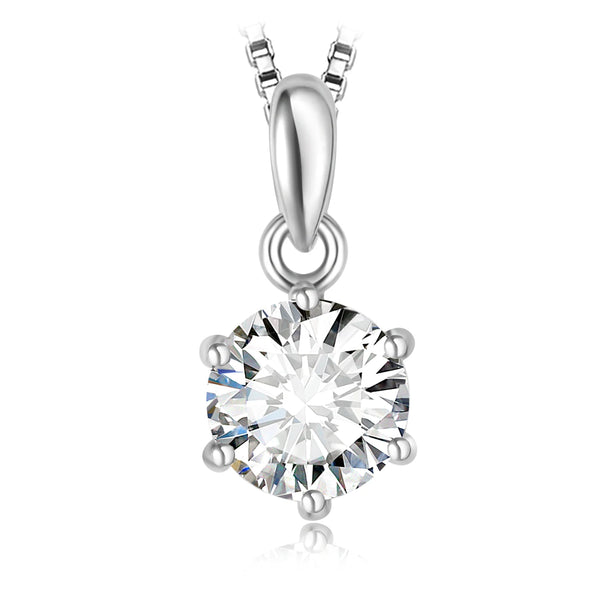 Potiy Moissanite D Color 0.5ct 1ct 2ct Round Cut 925 Sterling Silver Pendant Necklace for Woman No Chain Diamond Jewelry