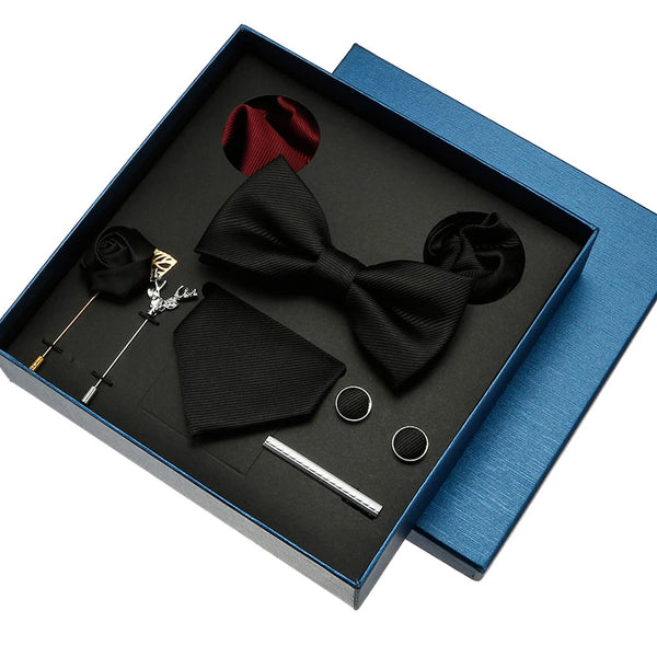 Luxury Men's Tie Necktie Bow Tie Gift Box 8-Piece Solids Colors Thread Fashion Professional Business Suit Accessories Wedding