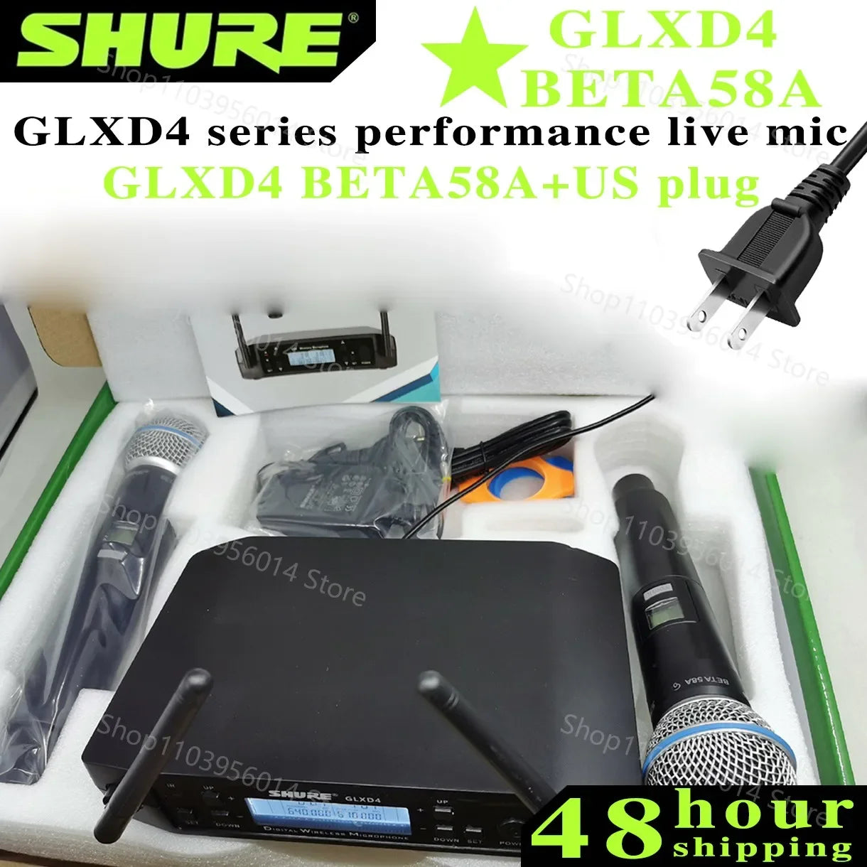 Shure GLXD 4 BETA 58A Wireless Microphone Set 2 Handheld Microphones Dynamic Professional Handheld Party Stage Karaoke640-690MHZ