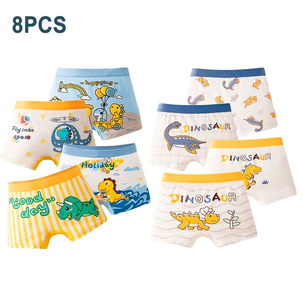 8pcs Hot Boxer Shorts Kids Class A Cotton Boxer Underpants Soft Skin-friendly Fabric Cute Cartoon Underwear Boy Shorts For Boys