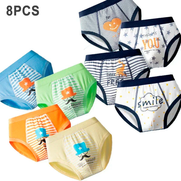 8 Pcs/Lot Boys Underwears Cotton Children Panties Teenage Antibacterial Shorts Cartoon Kids Breathable Underpants Briefs For Boy