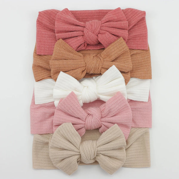 5pcs/Lot Cable Knit Bow Baby Headbands Elastic Nylon Baby Girl Headband For Children Turban Newborn Infant Kids Hair Accessories