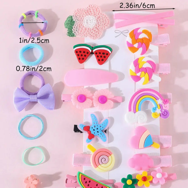 887Pcs Fashion Colorful Hair Accessories Set Nylon Elastic Rubber Band Children Ponytail Holder Scrunchies Kids Headwear