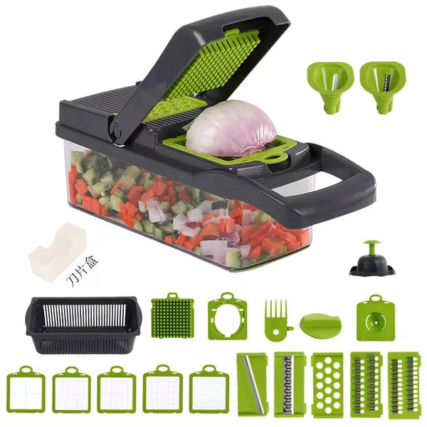 22/26 pcs in 1 Multifunctional Vegetable Chopper Handle Food Grate Cooking Tool Vegetable Slicer Dicer Cut Kitchen Items Gadgets