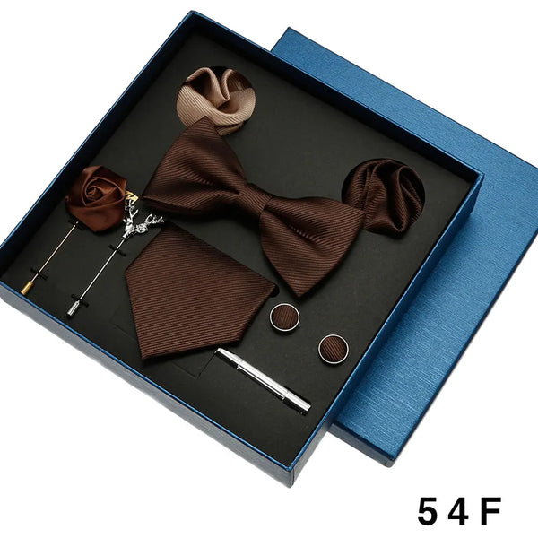 Luxury Men's Tie Necktie Bow Tie Gift Box 8-Piece Solids Colors Thread Fashion Professional Business Suit Accessories Wedding