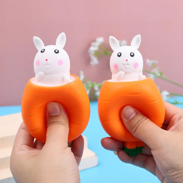 2pcs Sticky Carrot Rabbit Squeeze Telescopic Toys Kids Children's Radish Rabbit Cup Pinch Music Toy Creative Stress Relief Gift