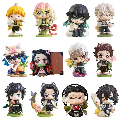 Demon Slayer Tanjiro Kamado Nezuko Agatsuma Zen'itsu Student Cartoon Anime Toy Ornament Surprise Gift Box Blind Box Figure Gift