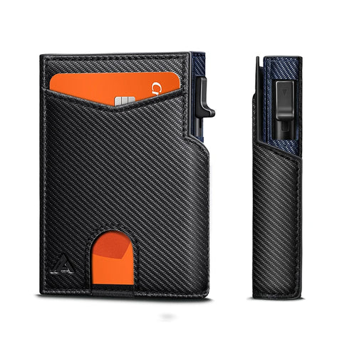 Men's Wallet Ultra-thin Front Pocket Wallet RFID Shielded Carbon Fibre Credit Card Holder